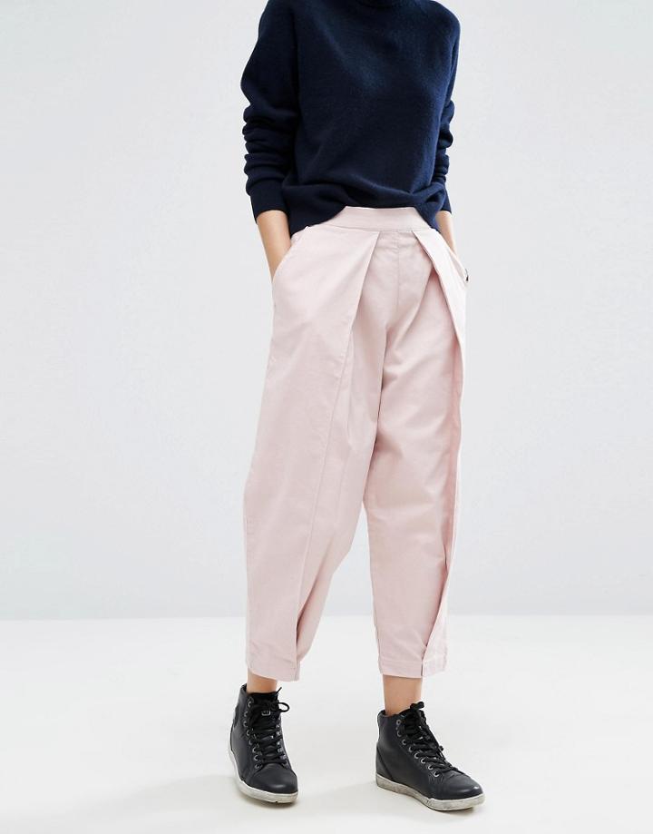 Asos White Mom Jeans With Front Pleat Detail - Pink