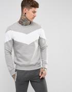 Another Influence Jacquard Block Knitted Sweater - Gray