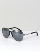 Emporio Armani 0ea2059 Metal Aviator Sunglasses In Black 61mm - Black