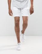 Asos Slim Mid Length Linen Mix Shorts In White - White