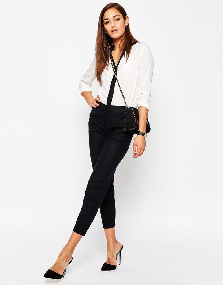 Asos Linen Tapered Pant - Navy