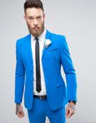 Asos Wedding Super Skinny Four Button Suit Jacket In Bright Blue - Blue