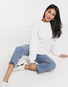 Asos Design Oversized Long Sleeve T-shirt With Cuff Detail In White