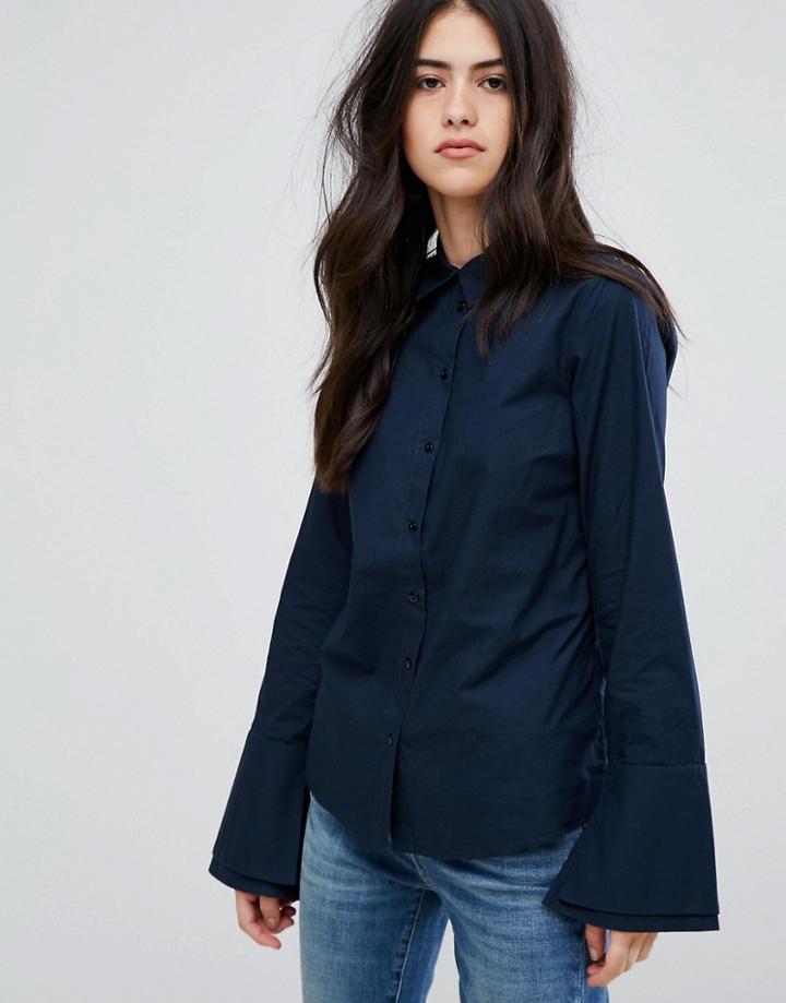 Vila Classic Shirt With Deep Cuff - White