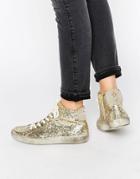 Kg By Kurt Geiger Gold Glitter High Top Sneakers - Gold