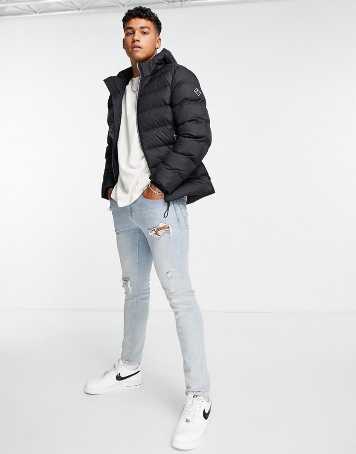Gant Active Cloud Detatchable Hood Puffer Jacket In Black