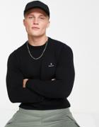 Gant Shield Logo Cotton Pique Knit Sweater In Black