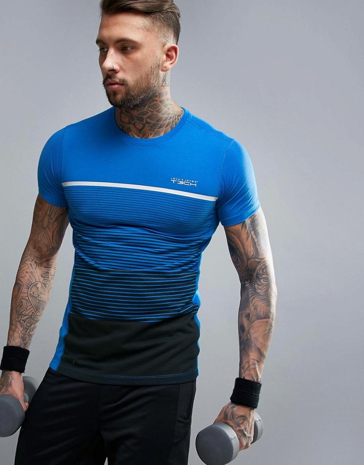 Jack & Jones Tech T-shirt With Printed Stripe - Blue