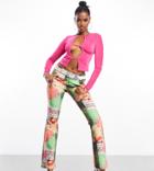 Asyou Flare Jeans In Renaissance Print-multi