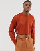 Asos Design Oversized Long Sleeve T-shirt In Mesh In Tan-brown