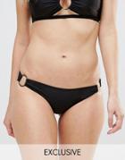 Wolf & Whistle Ring Side Bikini Bottom - Black