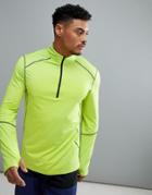 New Look Sport Long Sleeve Top With Zip In Fluorescent Green - Yellow