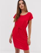 Vero Moda Jersey Dress With Tie Waist - Red