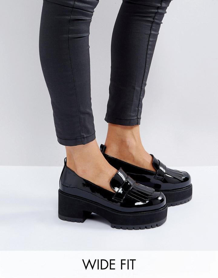 Asos Opaque Wide Fit Chunky Heeled Shoes - Black
