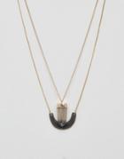 Asos Necklace Pack In Gold With Black Pendant - Gold
