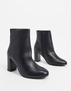 Asos Design Resilient Leather Heeled Boots In Black
