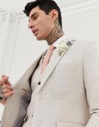 Harry Brown Wedding Wool Blend Slim Fit Summer Tweed Suit Jacket-cream