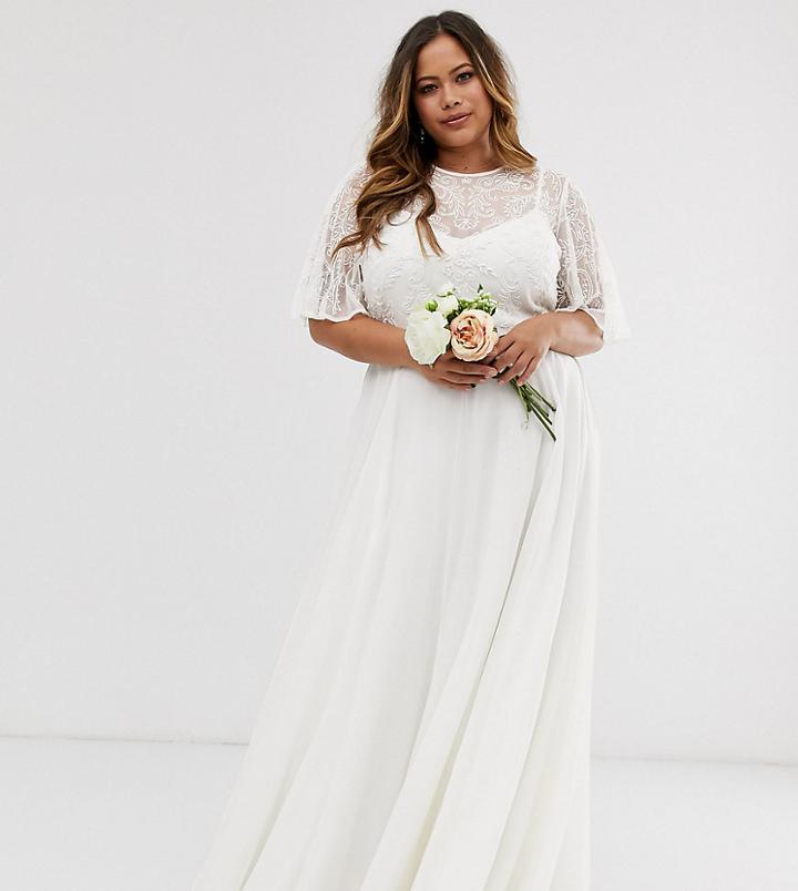 Asos Edition Curve Embellished Bodice Wedding Dress-white