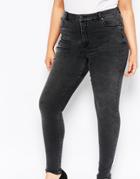 Asos Curve High Waisted Sculpt Me Skinny Jeans In Brooklyn Washed Black - Black