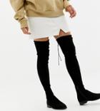 Asos Design Wide Leg Kaska Flat Studded Thigh High Boots-black