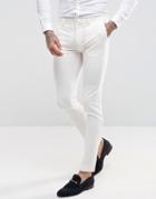 Asos Wedding Super Skinny Suit Pants In Ecru - Cream