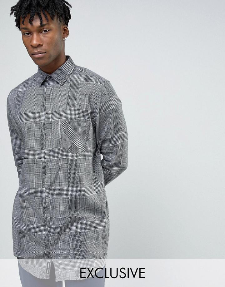 Cheap Monday Hid Check Longline Shirt Flannel Gray - Gray