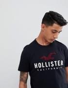 Hollister Crew Neck Large Logo T-shirt In Washed Black - Black