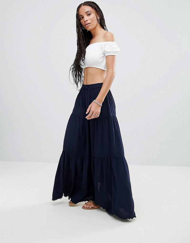 Noisy May Girly Layered Maxi Skirt - Navy
