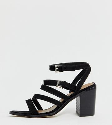 Asos Design Wide Fit Tycoon Heeled Sandals-black