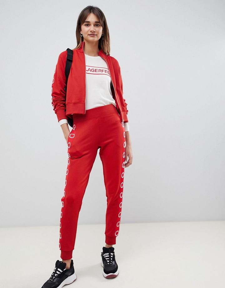 Karl Lagerfeld Logo Track Pants - Red