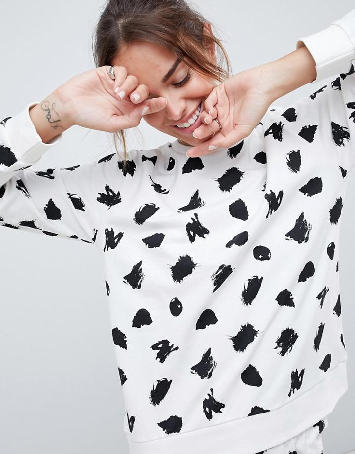 Asos Design Lounge Smudge Sweat - Cream