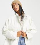 Asos Design Petite Chuck On Faux Leather Jacket In White