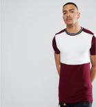 Asos Tall Muscle T-shirt With Color Block And Tipping - Red