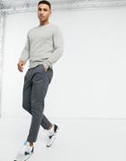 Asos Design Lambswool Crew Neck Sweater In Light Gray-grey