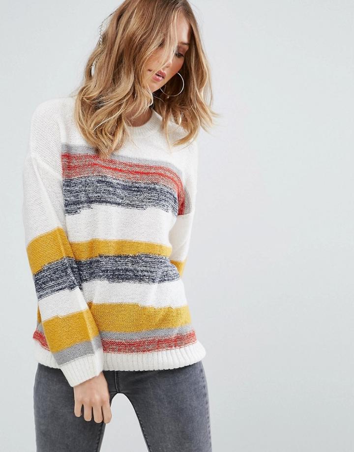Pepe Jeans Sanin Mohair Wool Blend Striped Sweater - Gray