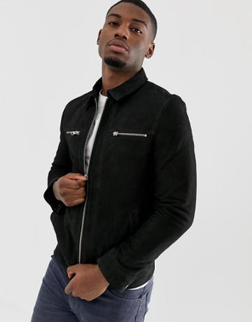 Barneys Originals Real Suede Worker Jacket-black