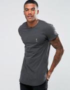 Religion T-shirt With Curved Hem And Blanket Stitch Detail - Black