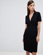 Unique 21 Short Sleeve Wrap Dress - Black