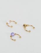 Asos Pack Of 3 Multi Use Faux Septum And Ear Cuffs - Gold