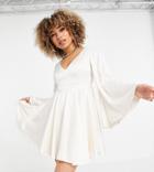 Ei8th Hour Exclusive Satin Skate Dress With Bell Sleeves In White