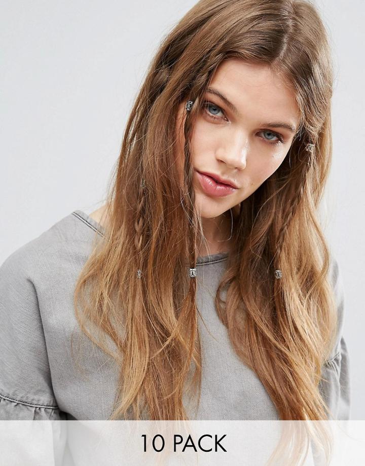 Asos Pack Of 10 Filigree Hair Cuffs - Silver
