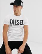 Diesel T-diego Large Logo T-shirt In White - White