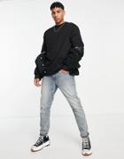 River Island Studio Short Sleeve Oversized T-shirt In Black