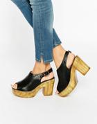 New Look Wooden Platform Slingback - Black