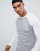 River Island Muscle Fit Raglan T-shirt In Brown - Brown
