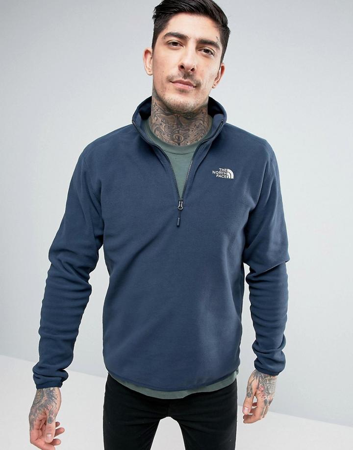 The North Face 100 Glacier Sweatshirt 1/4 Zip In Navy - Navy