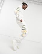 Crooked Tongues Set Oversized Sweatpants With New World Rave Print In Ecru-neutral