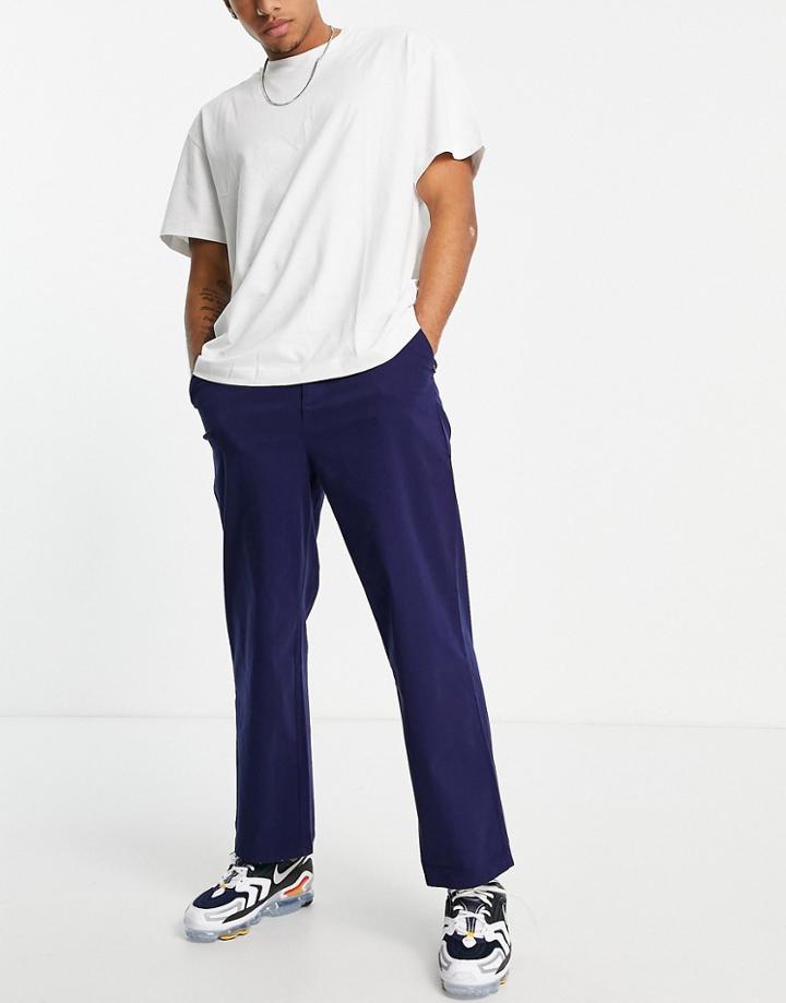 Asos Design Wide Fit Chinos In Navy
