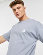 New Look Oversized T-shirt With Yin/yang Embroidery In Blue-blues