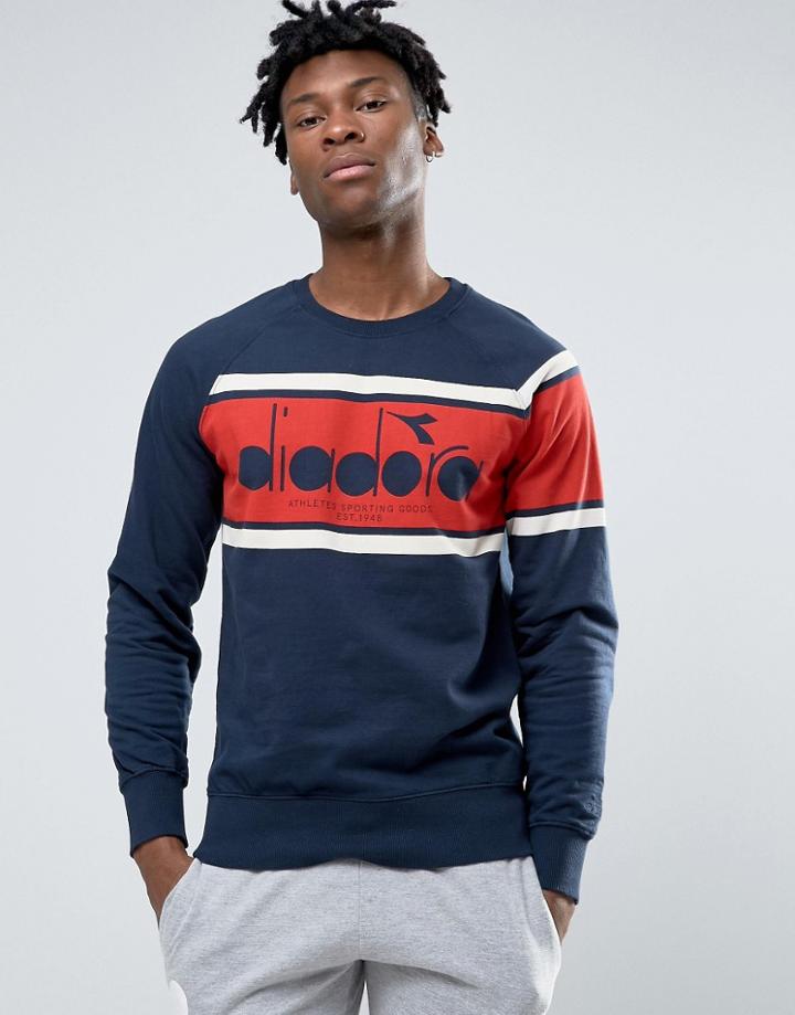 Diadora Sweatshirt With Retro Large Logo - Blue